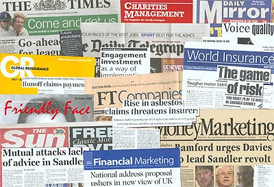 montage of newspaper headlines